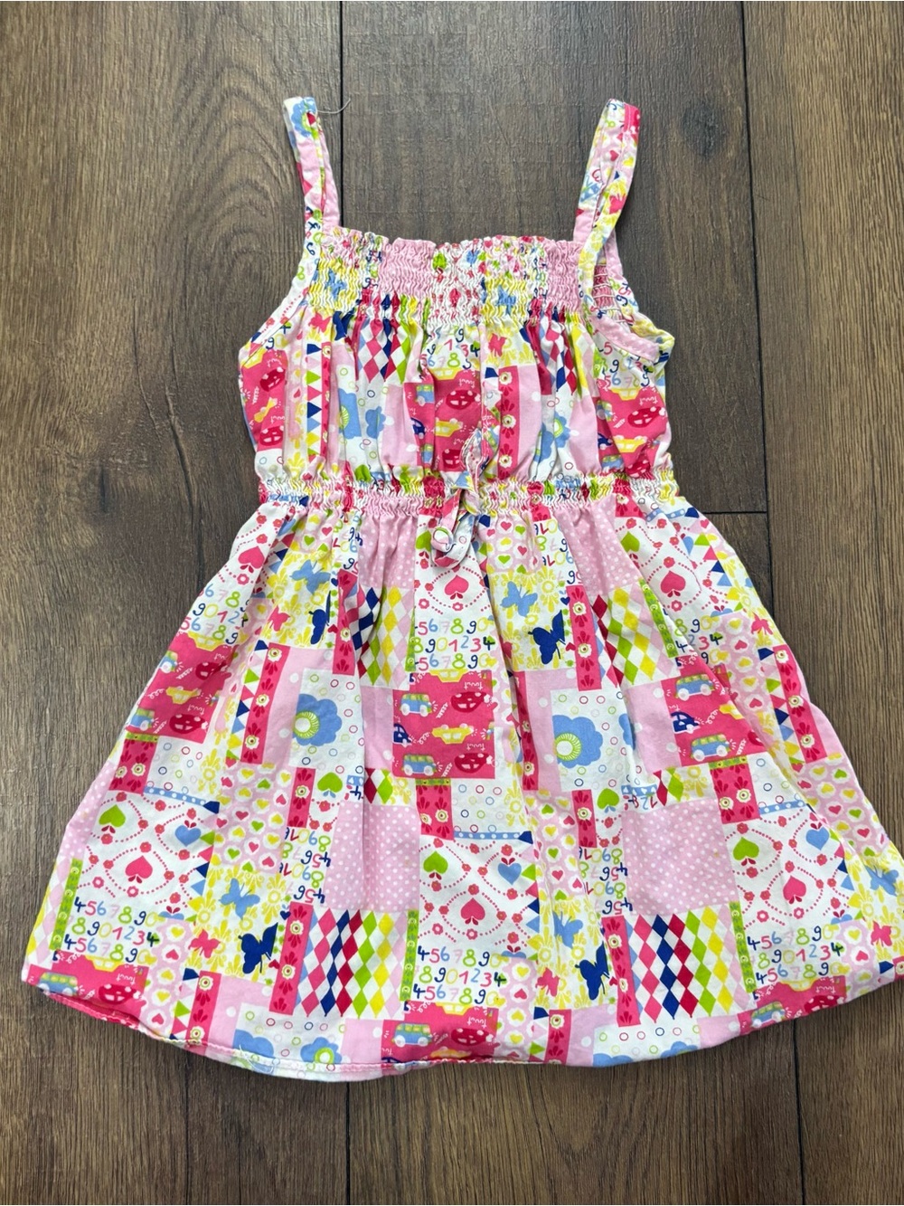 Girls Patchwork Print Smocked Detail Sundress, 2T